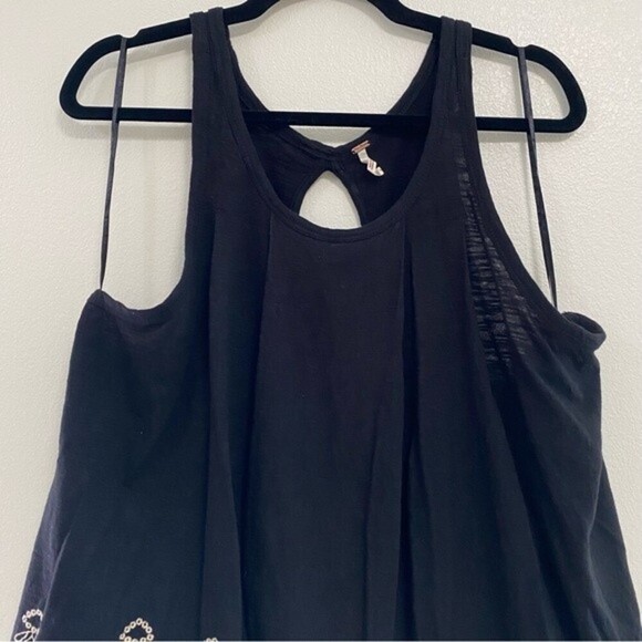 Free People Blouse Women’s Size Small Black Attina Scalloped Embroidered Tank - Picture 5 of 13